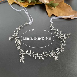 Prosy Bridal Wedding Hair Vines Silver Bridal Crystal Headband Rhinestone Headpiece Hair Accessories for Women and Girls