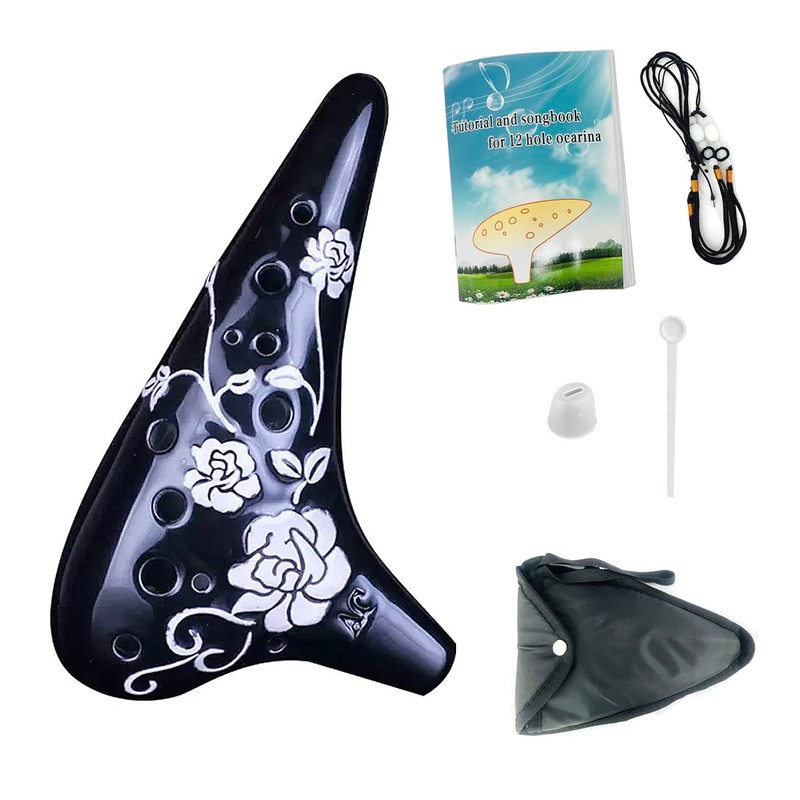 Rose Flower Ocarina 12 Hole Alto C Relief Pattern AC