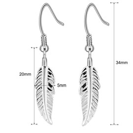 Women's Earrings 925 Silver Feather Earrings Hanging Jewellery Earrings Drop Earrings for Women