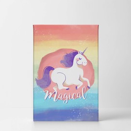 Smile Art Design Magical Unicorn Colorful Watercolor Paint Unicorn Gift CANVAS PRINT Kids Room Decor Wall Art Baby Room Decor Nursery Decor Made in the USA- Rolled Up 40x30