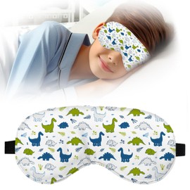 Zelaxeyi Kids Sleep Mask,Teens Cute Cartoon Sleep Mask for Boys Girls with Soft and Smooth Adjustable Strap,Black Dinosaur