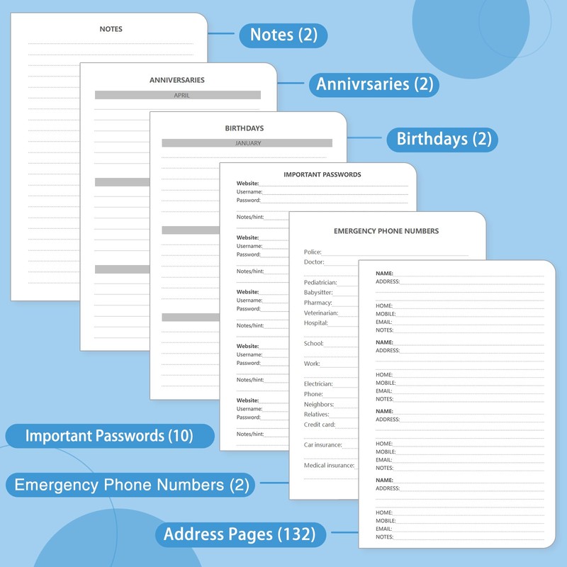 Address Book with Alphabetical Tabs, Large Hardcover Password Book, Address