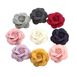12 Pcs 2.16 Inch Assorted Color Woolen Fabric Flower Embellishment Heads Cloth Camellia Flower Supplement DIY for Headband Garment Shoes Hat Bag Decoration Hand Crafts Accessories