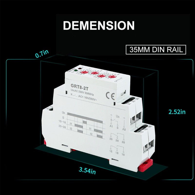 GEYA Double Delay On Timer Relay 16A AC230V 2 Outputs
