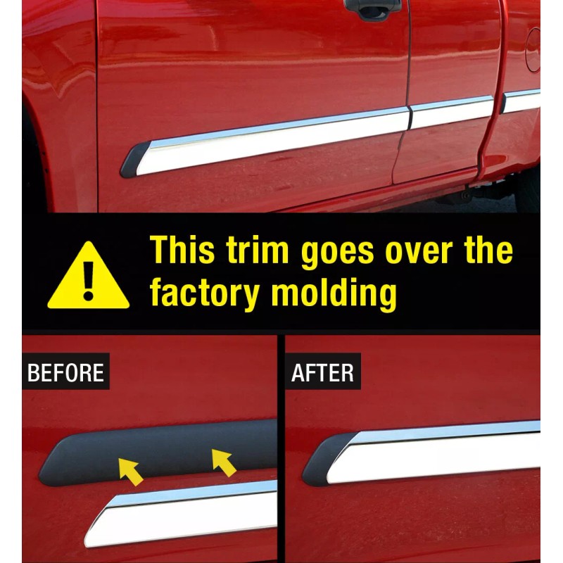 TYGER For 03-06 Chevy Silverado Extended Body Side Molding Trim