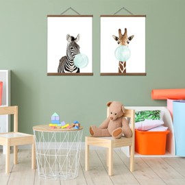 Magnetic Poster Strip, Wooden Poster Rail, Poster Frame, Picture Frame Poster Hanger for Prints and Artwork, Wooden Poster Hanger, Frame Strips, Picture Rail (Set of 2, 31 cm)