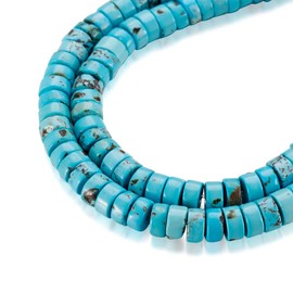 Craftdady 150Pcs 6mm Natural Stone Heishi Coin Disc Beads Flat Round Disk Gemstone Loose Beads Turquoise Color for Jewelry Craft Necklace Bracelet Making Hole: 1mm
