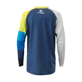 Husqvarna Kids Railed eDrive Jersey, Blue/White/Yellow, 3HS220047805, Youth X-Large