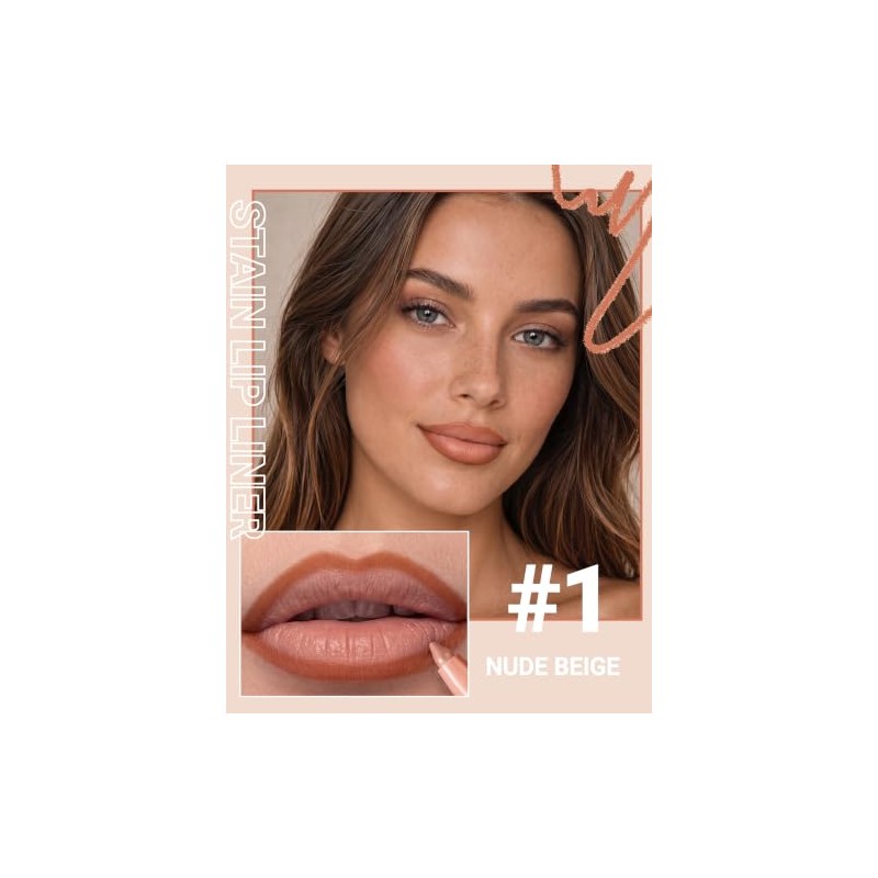 Erinde Lápiz Delineador de Labios en tono Crema Mate,Larga Duración,