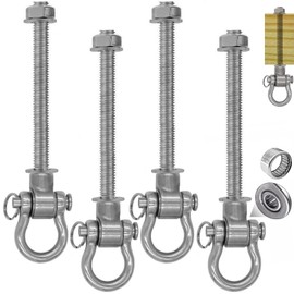 Dakzhou 4 Heavy Duty Bearing Swing Hanger Permanent Anti-Rust (10mm) 180° Swing, 1500 LB, Wood Beam sandbag Yoga Swing Hammock Chair