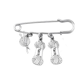 BEKECH Sewing Knitting Jewelry Sewing Gift Knitting Needles and Yarn Ball Charm Safety Pin Brooch Pins Being Jewelry