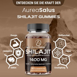 1400 mg Shilajit Gummies High Dosage, Sugar-Free, Premium Himalayan Supplement with Fulvic Acid & Trace Elements, 120 Vegan Gummies