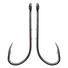 Baitholder Fishing Hooks Long Shank Beak Bait Holder Hooks Black Offset Jig Fishing Hooks with 2 Barbs,Size:4#-6/0 (4#-50PCS)