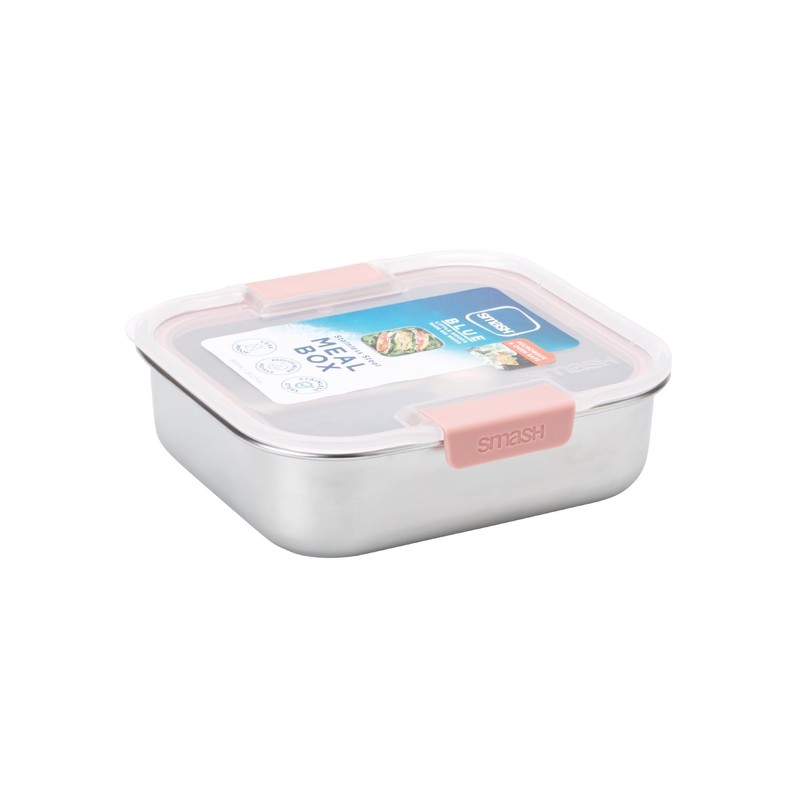Smash Microwave Safe Stainless Steel Lunch/Sandwich/Meal Box, Pink