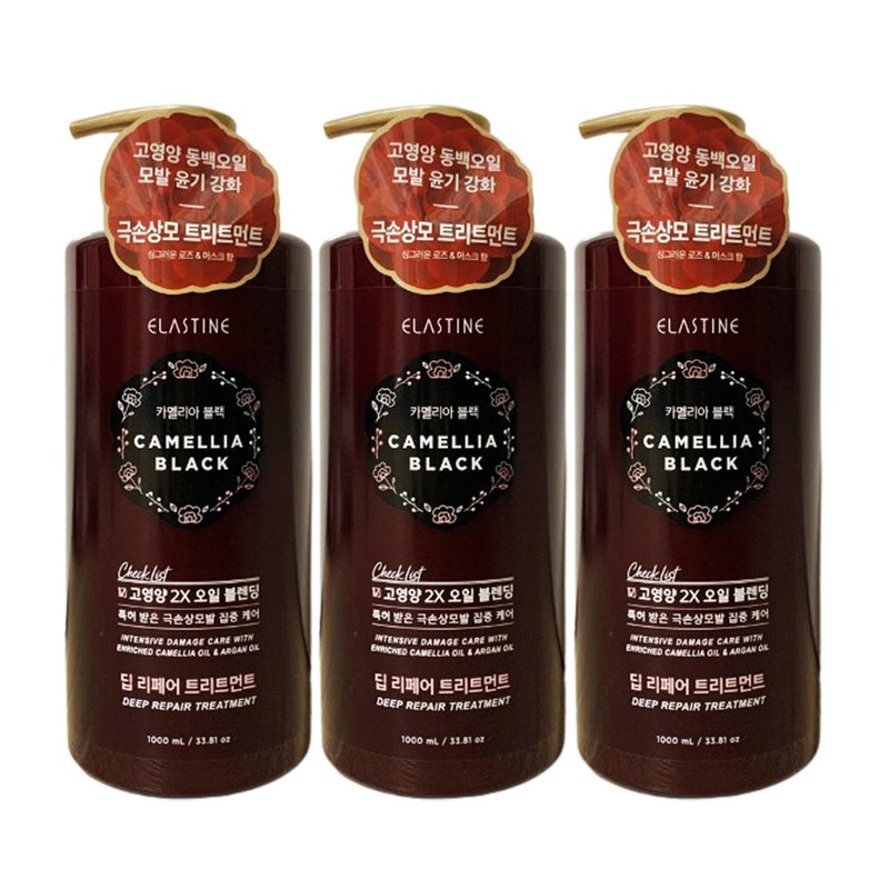 Elastin 엘라스틴 카멜리아블랙 트리트먼트 1L 3개 Elastin Camellia Black Treatment