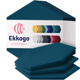 Ekkogo Acoustic Panels 12-Pack Soundproof Wall Panels 12"X10.4"X0.4" Sound Panels High Density Sound Dampening Panels - [Ocean Turquoise Hexagon]