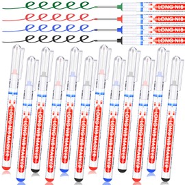 Marspark 24 Pcs Long Head Markers Long Nib Deep Hole Marker Pen Multi-purpose Drill Hole Scriber Waterproof Construction Marking Tool Colorful Carpentry Pen for Woodworking Hardware Craft (Multicolor)