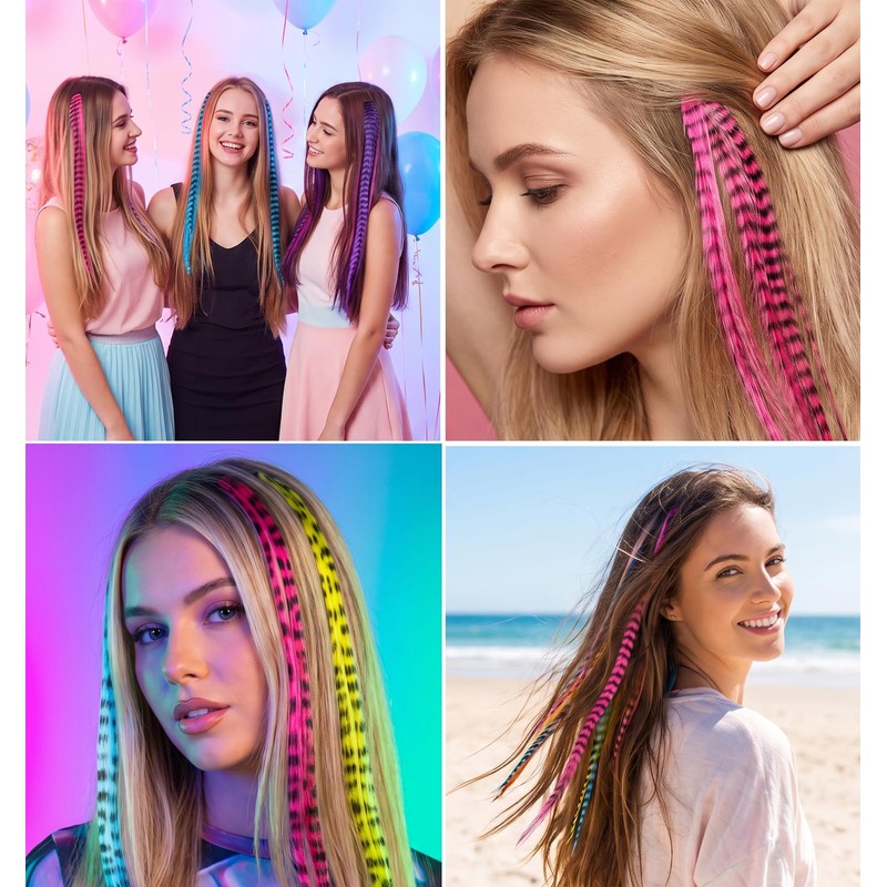 12 PCS Colorful Clip in Hair Extensions, Racoon Tail Hair