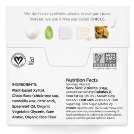SIMPLY Gum | Dental Gum | Xylitol Chewing Gum - Sugar Free | Spearmint | Pack of Six (90 Pieces Total) | Synthetic Plastic Free + Sugar Free + Aspartame Free