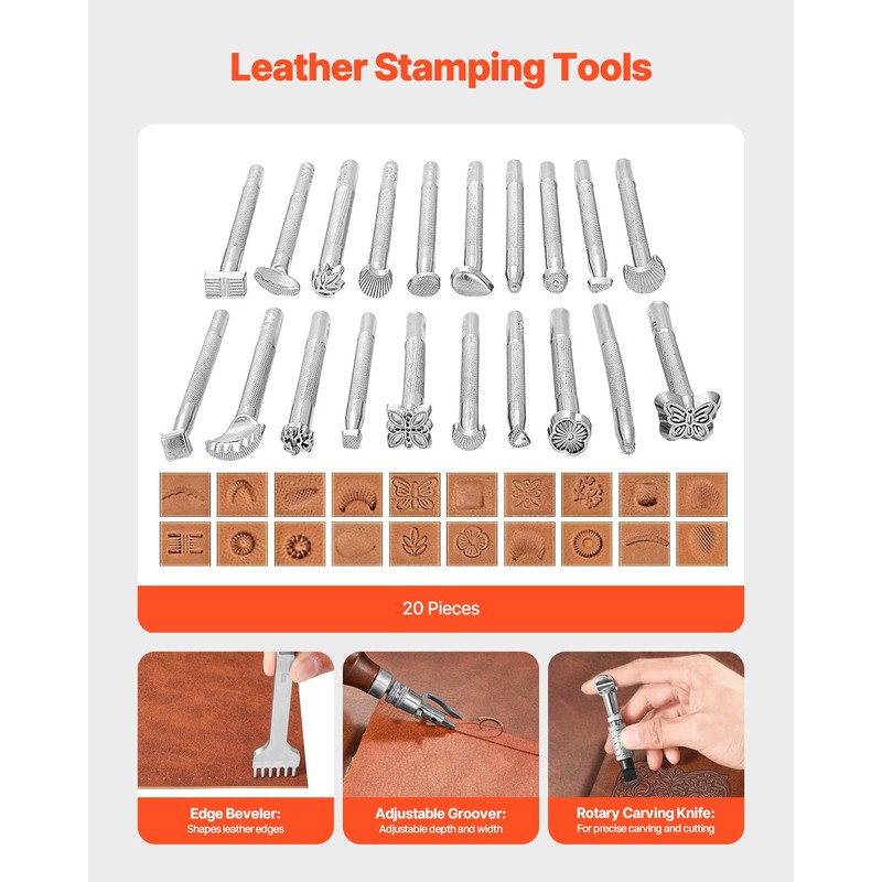 VEVOR Leather Working Tools Kit, 72 PCS with Portable Leather