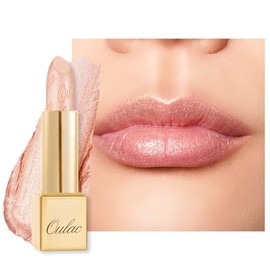 OULAC Lippenstift Metallic Glanz Finish, Pfirsich Glitzer Lippenstift mit Lang Anhaltendem 3D-Glanz, Intensive Farbe, Cremige und Feuchthaltende Formel, Vegan, 4.3g, (26) Free to be