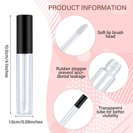 Bokon 200 Pcs 10 ml Lip Gloss Tubes Bulk Empty Plastic Lip Gloss Containers Clear Lip Gloss Tubes with Wand and Rubber Inserts Refillable Lip Balm Gloss Containers Bottles for Travel DIY Makeup, Black