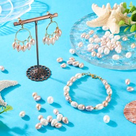 Beadthoven 60Pcs Natural Cultured Freshwater Pearl Beads 6-9mm Rice Shape Loose Pearls Mixed Color Genuine Oval Pearl Beads for Jewelry Making DIY Necklace Bracelet Beading Crafts Supplies Hole: 0.8mm