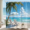 Riyidecor Blue Ocean Beach Theme Shower Curtain 72Wx72H Inch Summer