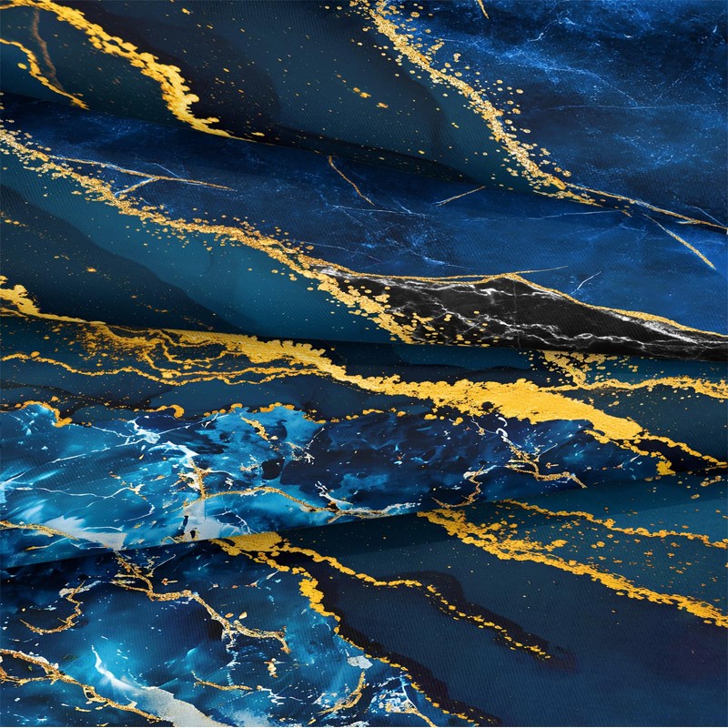 MOVE OVER Blue Gold Marble Comforter Set King Size, Luxury