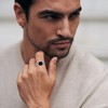 OHAYOO Signet Ring Men's Silver 925 Rings Men's Enamel Ring