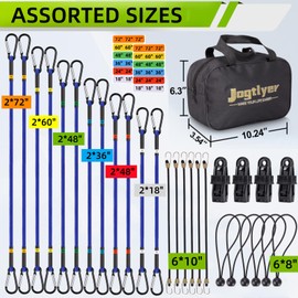 Jogtlyer Blue Bungee Cords with Hooks 29Pcs Carabiner Bungee Cords Heavy Duty Outdoor Bungee Cord Assorted Sizes Set 18"24"36"48"60"72" Bungie Cords.Bungie Balls Straps.mini Bungie Cords Tarp Clips