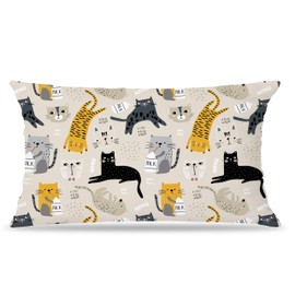 FITIE Cat Pillow Covers 12x20 Double-Sided, Crazy Cat Lady Gifts Lumbar Throw Pillow Covers, Cat Gifts for Women, Cat Lovers Gifts, Cat Mom Gifts, Cat Home Room Decor, Cat Decorations for The Home