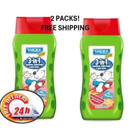 Lucky Super Soft Kids 3 In 1 Shampoo with Detangle Conditioner Body Wash, Waterm