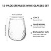 Stemless Wine Glasses Set of 12, 17 oz Red White