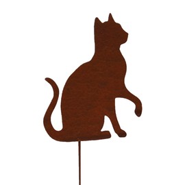 Unus Garden Cat Garden Stakes, Set of 3, Rust Stakes Made of Patina Metal