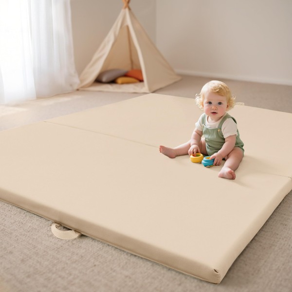Baby Play Mats,Vegan Leather 1.5 Inch Extra Thick Foam Play