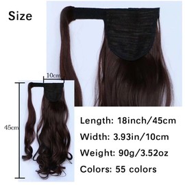 iLUU Honey Blonde Ponytail Extension 18 Inch Long Curly Wavy Wrap Around Synthetic Clip in Hair Extension for White Black Women Party Daily Use (100g #27-Strawberry Blonde)