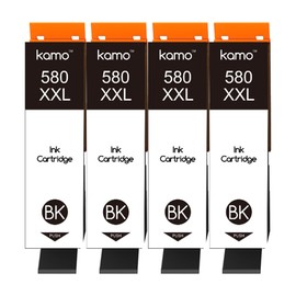 Kamo 580 Cartridges Compatible with Canon PGI-580 XXL Printer Cartridges Multipack (Black, 4-Pack) for Pixma TS705 TS6350 TR8550 TS6150 TS6351 TR7550 TS6250 TS6151 TS6251 TS9550 TS8350 8351 TS8250
