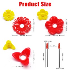 Hummingbird Feeder Replacement Flowers, 33 Pack Plastic Bird Feeder Feeding Ports Replacement Parts, 3 Colors Hummingbird Feeder Parts with Cleaning Brush for Hummingbird Hanging Feeders