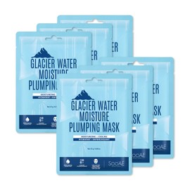 SOOAE Soo'Ae Glacier Water Moisture Plumping Mask [Paquete De 6] Mascarilla Facial Hidratante Hidratante Glaciar Mascarilla Facial Mascarilla Coreana Cuidado De La Piel De Algodón P