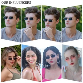 Dollger Retro Rectangle Sunglasses for Women Men Square Narrow Hip Hop Small Frame Sun Glasses