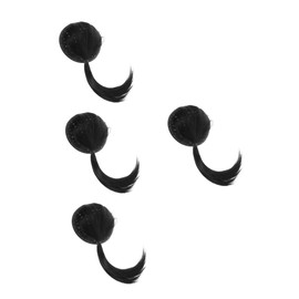 OATIPHO 4pcs Seamless Hair Volume Pad High Crown Design Easy Installation Hair for Weddings Parties Daily Use Natural Black Short Straight Ponytail Extension for Women