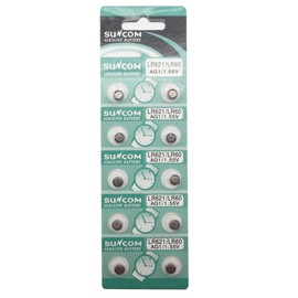 SUNCOM (10 pcs AG1 Alkaline 1.5V Button Cell Battery Single Use V364 GP364 LR621W TR621 Watch Toys Remotes Cameras