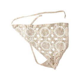 Head Scarf Headband | Boho Womens Bandanas for Hair,Non Slip Elastic Cotton Headwrap with Crochet Flowers Daisy for Braids Beach Cowgirl Workout Festival Yoga Outfits