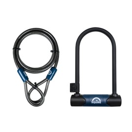 Squire Locks Nevis 230/10C D-Lock Cycle Lock & Cable Set – High Security Bike Lock – 230 mm Vertical & 115 mm Horizontal Shackle Clearance – 1800 mm Cable – Incl. 2 Keys – Sold Secure Bicycle Gold