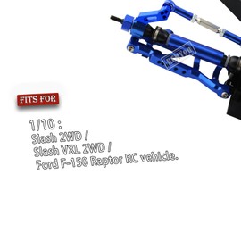RCMYou RC Aluminum Front Rear Suspension A-Arms Upgrades Part for 1/10 Slash 2WD,4PCS RC Alloy A Arms Swing Arms Hop Ups w/Tie Bar,Replace 2555,3631,2532,Navy Blue