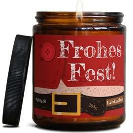 Lustige Weihnachts Duftkerze mit Spruch zu Weihnachten | Handgemacht in Berlin | In Geschenkbox | Originelle & Freche Weihnachts Geschenk Kerze Idee Deko Tischdeko Dekoration |Lebkuchen