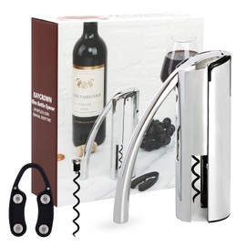 KAYCROWN Wine Opener, Stainless Steel Vertical Lever Corkscrew with Foil Cutter and Extra Spiral, Wine Bottle Opener for Bar, Waiters, Restaurant