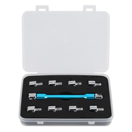 Motorcycle Spoke Wrench Set 10 Sizes Tips, 5.0-6.8 Length 93 mm Motorcycle Spoke Wrench for Most Motorcycles, for Wheel Steel Cable Adjustment, A (Blue)