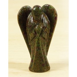 REIKIERA By Conchshell Hand Carved Pocket Crystal Guardian Ruby Kyanite Angel Healing Reiki Figurines Statue With Gift Box- Choose Size